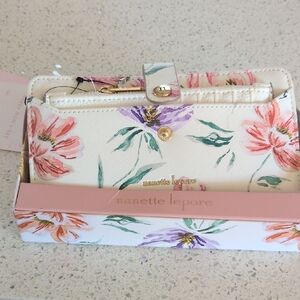 Nanette Lepore Floral Cream Wallet With Card Holder Brand New In Box